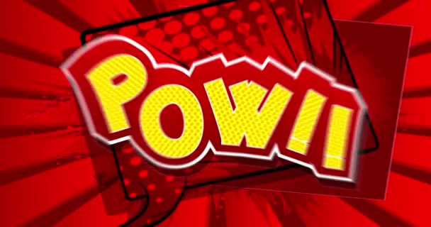 Pow Motion Poster Animated Comic Book Word Text Moving Abstract — Stock Video