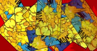 Çizgi roman geçmişi. Hareket posteri. 4k animasyon çizgi roman, değişen elementler, duvar kağıtları. Retro pop sanatının arka planı.