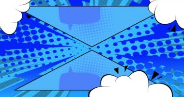 Çizgi roman geçmişi. Hareket posteri. 4k animasyon çizgi roman, değişen elementler, duvar kağıtları. Retro pop sanatının arka planı.