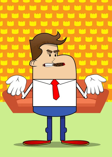 Simple Retro Cartoon Businessman Showing Something Both Hands Expressing Don — Wektor stockowy
