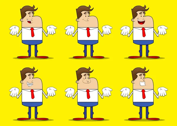 Simple Retro Cartoon Businessman Showing Something Both Hands Expressing Don — Stockový vektor