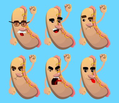 Hot Dog insanlara yumruk hareketi yaptırıyor. Çizgi film karakteri olarak Amerikan fast food..