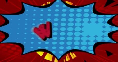 Vay canına. Hareket posteri. 4k animasyon çizgi roman kelime metni soyut çizgi roman arkaplanı üzerinde hareket ediyor. Retro pop sanat tarzı.