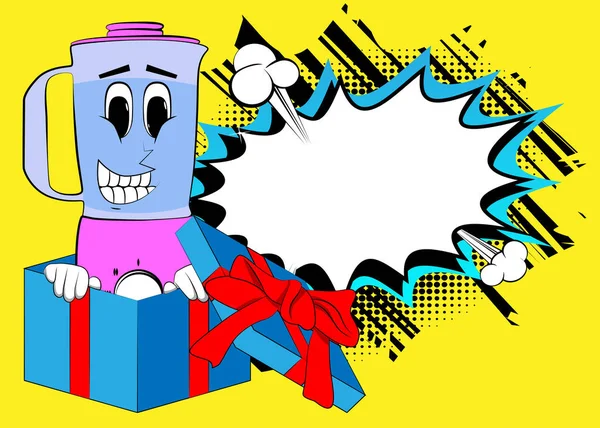 Food Blender Gift Box Cartoon Character Face Electric Kitchen Equipment — Stockvector