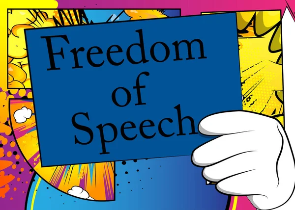 Hand Holding Banner Freedom Speech Text Man Showing Billboard Free — Stockvektor