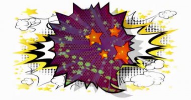 Çizgi Roman Konuşması Kabarcık Arkaplanı. Hareket posteri. 4k animasyon çizgi roman, değişen elementler, duvar kağıtları. Retro pop sanatının arka planı.