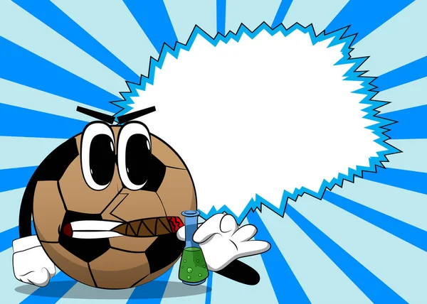 Soccer Ball Holding Test Tube Traditional Football Ball Cartoon Character — Vetor de Stock