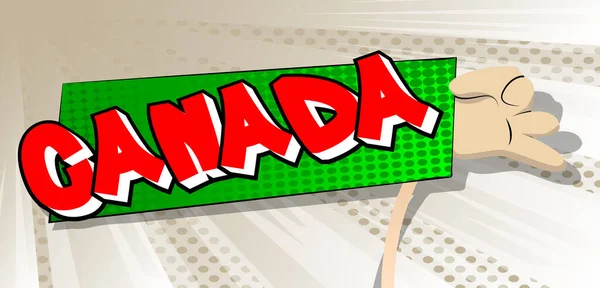 Banner Mano Con Texto Canadá Brazos Levantados Mostrando Cartelera Señal — Archivo Imágenes Vectoriales