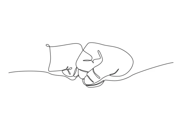 Man Woman Clenched Fists Bump Continuous One Line Illustrated Fist — 스톡 벡터