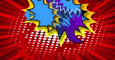 Çizgi Roman Konuşması Kabarcık Arkaplanı. Hareket posteri. 4k animasyon çizgi roman, değişen elementler, duvar kağıtları. Retro pop sanatının arka planı.