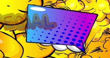 Special Offer - Comic Book Words. Motion poster. 4k animation sale, shopping, shop retail business concept. Retro pop art style.