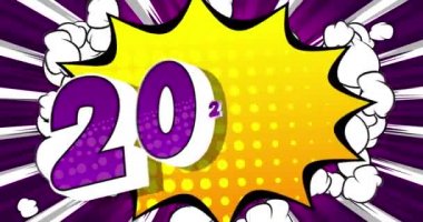 2022 yılı. Çizgi roman metni. Gelecekteki iş kariyeri, yeni yıl hedefleri, hedef kavramı. Hareket posteri. 4k animasyon Retro pop sanat tarzı.
