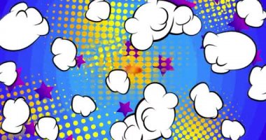 Soyut Çizgi Roman Arkaplan Çizgi Filmi. Hareket posteri. 4k animasyon çizgi roman, değişen elementler, duvar kağıtları. Retro pop sanatının arka planı.