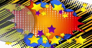 Soyut Çizgi Roman Arkaplan Çizgi Filmi. Hareket posteri. 4k animasyon çizgi roman, değişen elementler, duvar kağıtları. Retro pop sanatının arka planı.