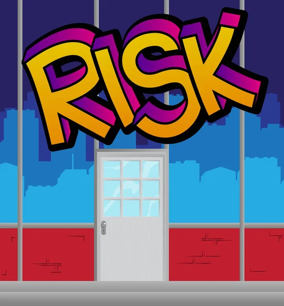 Risiko Comicbuch Worttext Auf Abstraktem Comichintergrund Illustration Retro Pop Art — Stockvektor