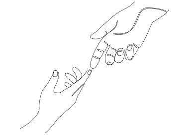 Simple continuous line drawing in shape of fingertip touch. Man and woman together, love.