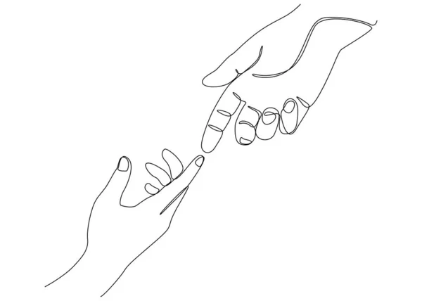 Simple Continuous Line Drawing Shape Fingertip Touch Man Woman Together — Image vectorielle