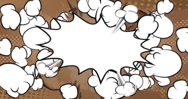 Sicherheit Bewegungsplakat Animierter Comic Worttext Auf Abstraktem Comichintergrund Retro Pop — Stockvideo