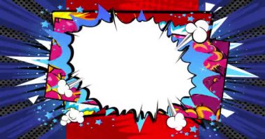 Retro karikatür tarzı pop sanat geçmişi. Manga karikatür arkaplan videosu. Çizgi roman girişi. Hareket posteri. 4k animasyon hareketi, değişen duvar kağıdı.