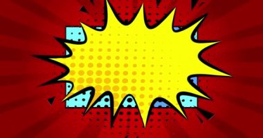 Retro karikatür tarzı pop sanat geçmişi. Manga karikatür arkaplan videosu. Çizgi roman girişi. Hareket posteri. 4k animasyon hareketi, değişen duvar kağıdı.