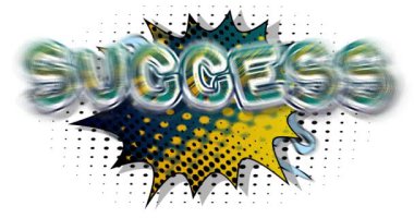 Başarı. Başarılı iş başarısı konsepti. 4k animasyon çizgi roman kelime metni soyut çizgi roman arkaplanı üzerinde hareket ediyor. Retro pop tarzı hareket posteri.