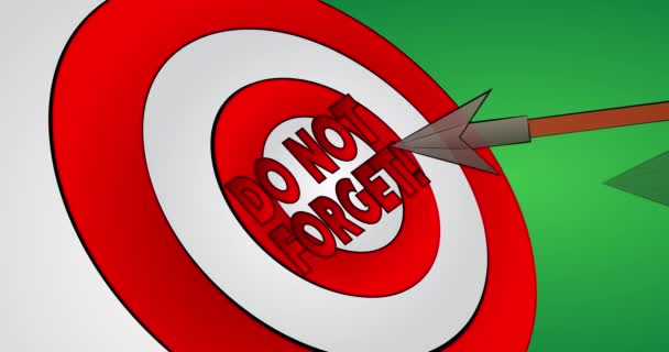 Arrows Hit Bull Eye Text Don Forget Cartoon Animation Stock — Stock Video