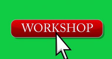 İmleç Atölye düğmesine tıklıyor. İşaretleyici ok imleci tıklaması. Yeşil ekran krom anahtar arkaplanındaki canlandırılmış simge.