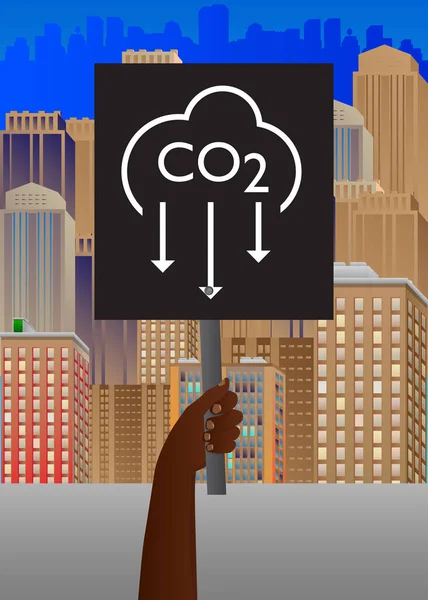 举着一面标有二氧化碳文字的横幅 展示广告牌的横幅 二氧化碳排放二氧化碳减少空气污染区概念 — 图库矢量图片