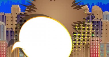 Karbondioksit 4k animasyon çizgi roman kelime metni soyut çizgi roman arkaplanı üzerinde hareket ediyor. Retro pop sanat tarzı. CO2 emisyon karbondioksit hava kirliliği azaltma bölgesi kavramı.