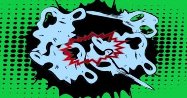 Yeşil ekranda Retro karikatür tarzı Konuşma Kabarcığı arkaplanı. Manga çizgi film stok video. Krom anahtarlı pop sanat çizgi romanları. 4k animasyon hareketi, değişen duvar kağıdı.