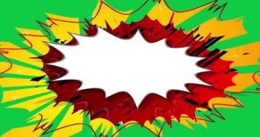 Yeşil ekranda Retro karikatür tarzı Konuşma Kabarcığı arkaplanı. Manga çizgi film stok video. Krom anahtarlı pop sanat çizgi romanları. 4k animasyon hareketi, değişen duvar kağıdı.