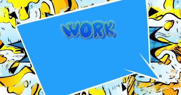 Balance Vida Laboral Cartel Movimiento Animated Comic Book Word Text — Vídeo de stock