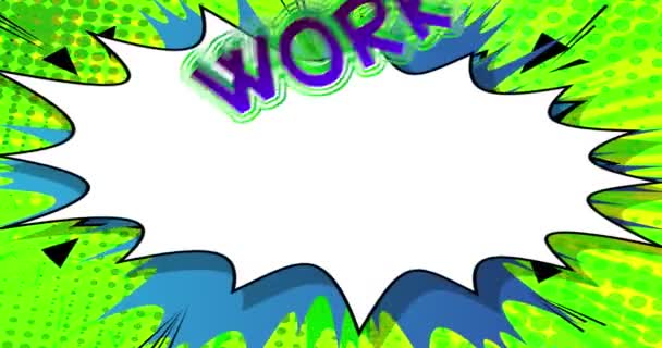 Work Life Balance Plakat Animierter Comic Worttext Auf Abstraktem Comichintergrund — Stockvideo