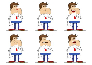 Basit bir iş adamı karikatürü. Profesyonel finans çalışanı. Kırmızı kravatlı beyaz gömlek giyiyor..