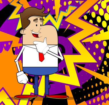 Basit bir iş adamı karikatürü. Profesyonel finans çalışanı. Kırmızı kravatlı beyaz gömlek giyiyor..