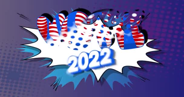 2022年投票 モーションポスター 4Kアニメ漫画の背景に動くコミックブックワードテキスト レトロポップアートスタイル — ストック動画