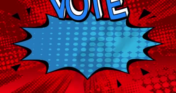 Vote 2022 Cartel Movimiento Animated Comic Book Word Text Moving — Vídeos de Stock