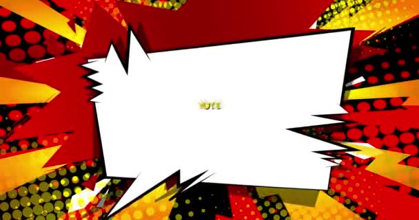 Vote 2022 Cartel Movimiento Animated Comic Book Word Text Moving — Vídeos de Stock