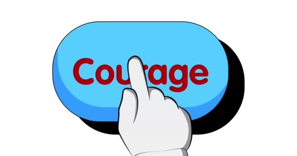 Big Sign Courage Text Hand Pushing His Index Finger Click — Stock Video