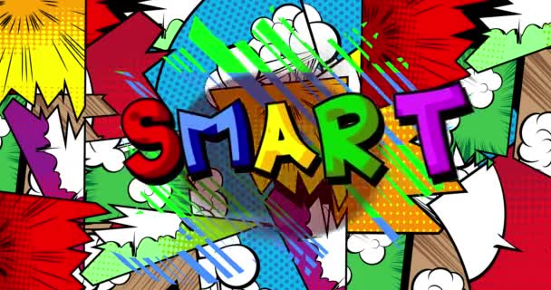 Inteligente Cartaz Movimento Animado Comic Texto Palavra Livro Movimento Quadrinhos — Vídeo de Stock