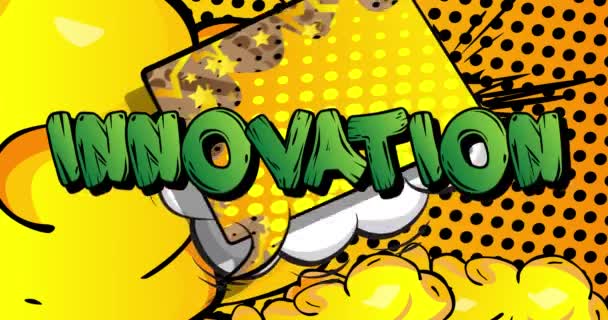 Innovación Motion Poster Concepto Negocio Animated Comic Book Word Text — Vídeos de Stock