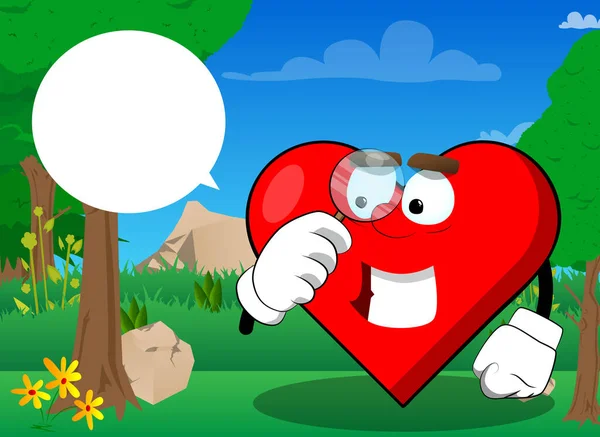 Tvar Srdce Lupou Jako Kreslený Postava Legrační Červená Láska Dovolená — Stockový vektor