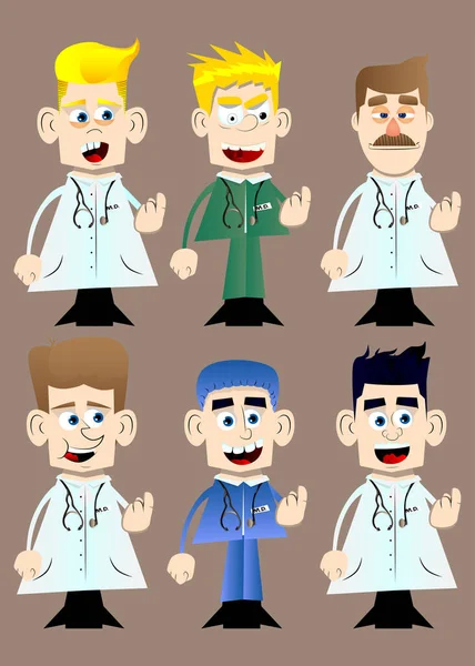 Divertido Médico Dibujos Animados Con Signo Mano Invitadora Para Venir — Vector de stock