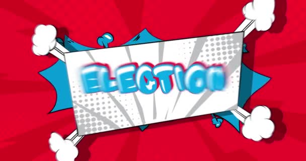 Elección Cartel Movimiento Animated Comic Book Word Text Moving Abstract — Vídeo de stock