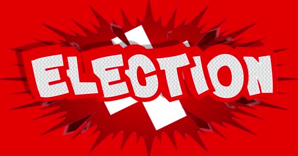 選挙だ モーションポスター 4Kアニメ漫画の背景に動くコミックブックワードテキスト レトロポップアートスタイル — ストック動画