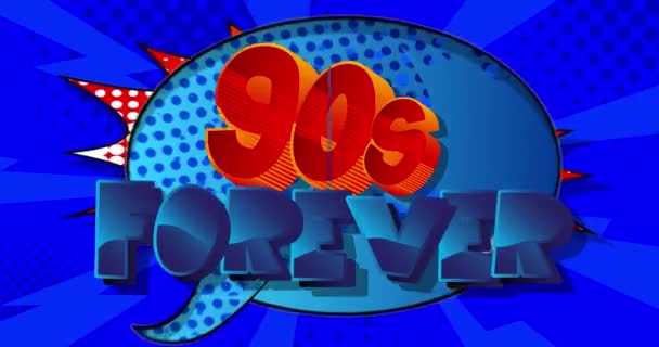 90S Forever Orange Blue Comic Book Words Inglés Cartel Movimiento — Vídeos de Stock