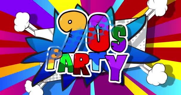 90S Party Comic Book Words Motion Poster Animated Words Text — Stock Video