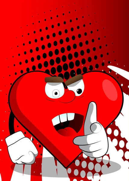 Tvar Srdce Ukazující Diváka Rukou Jako Kreslený Postava Legrační Červená — Stockový vektor