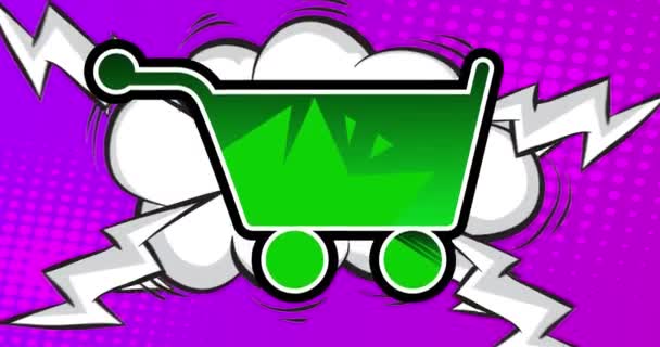 Εικονίδιο Ηλεκτρονικού Εμπορίου Σύμβολο Αγορών Αφίσα Πώλησης Κίνησης Animated Comic — Αρχείο Βίντεο