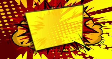 Müzik kutusu. Hareket posteri. 4k animasyon çizgi roman kelime metni soyut çizgi roman arkaplanı üzerinde hareket ediyor. Retro pop sanat tarzı.